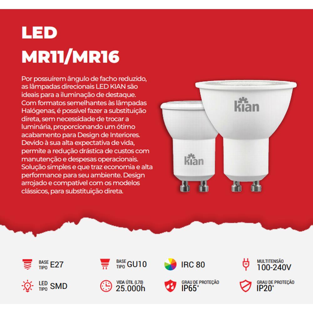 Lamp Kian Led Mr16 6w Biv 100-240v-11297-1und