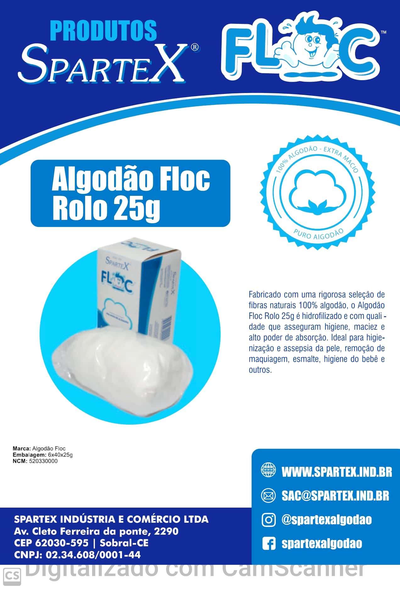 Floc Algodao Rolinho Caixinha-25grs